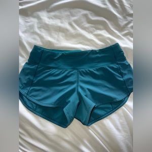 blue lululemon speed up low rise short